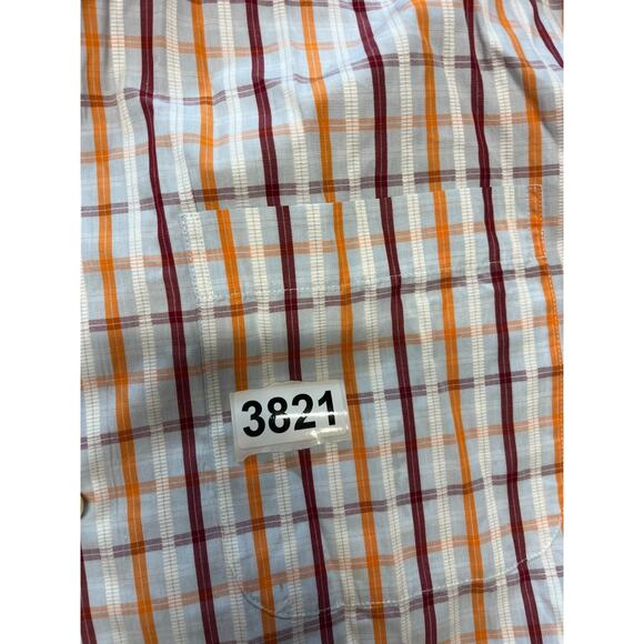 Peter Millar Shirt Mens Medium Orange Brown Plaid Long Sleeve Button Up - Picture 6 of 6